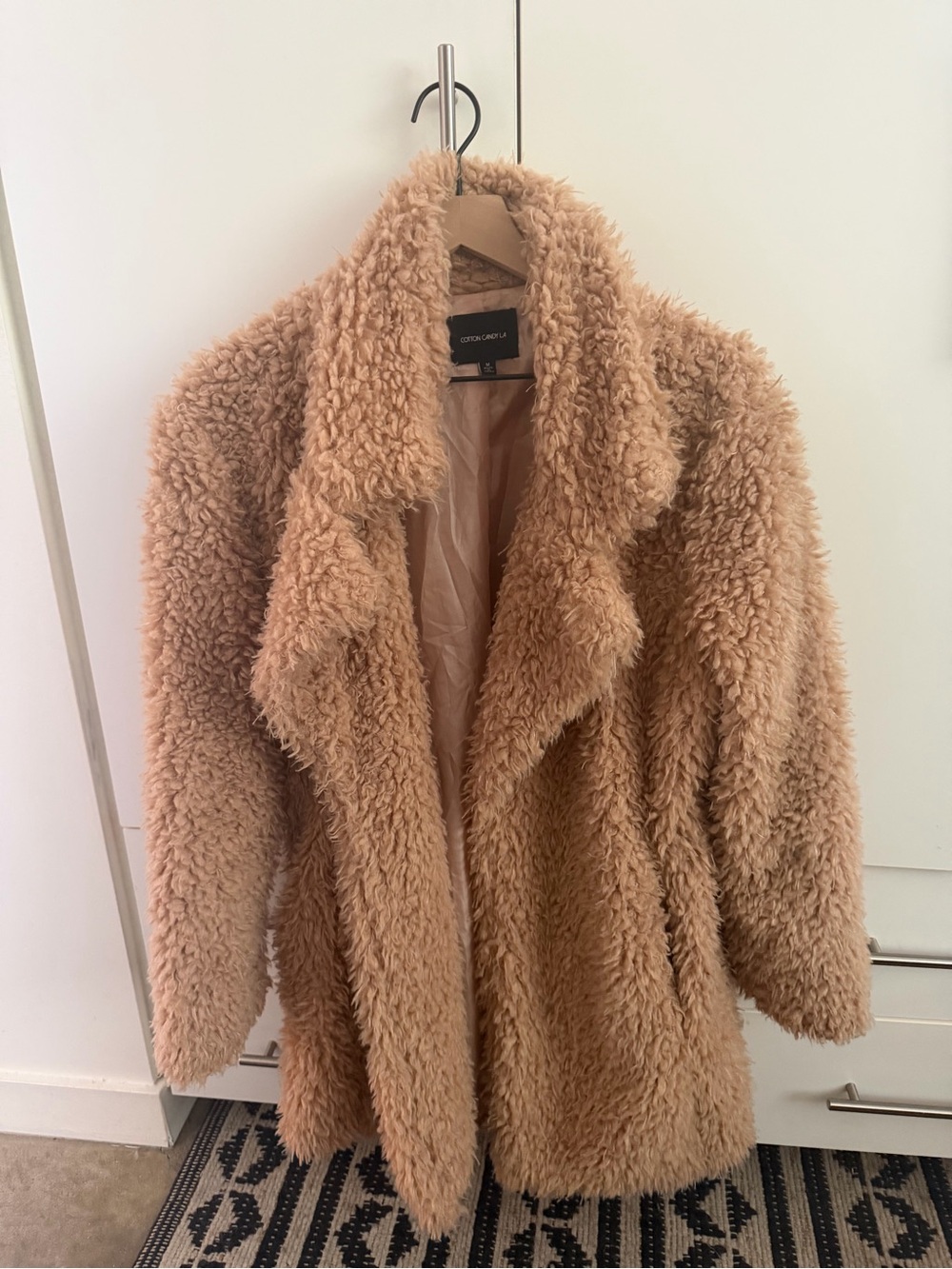 Cotton Candy Plush Teddy Coat in Camel Beige